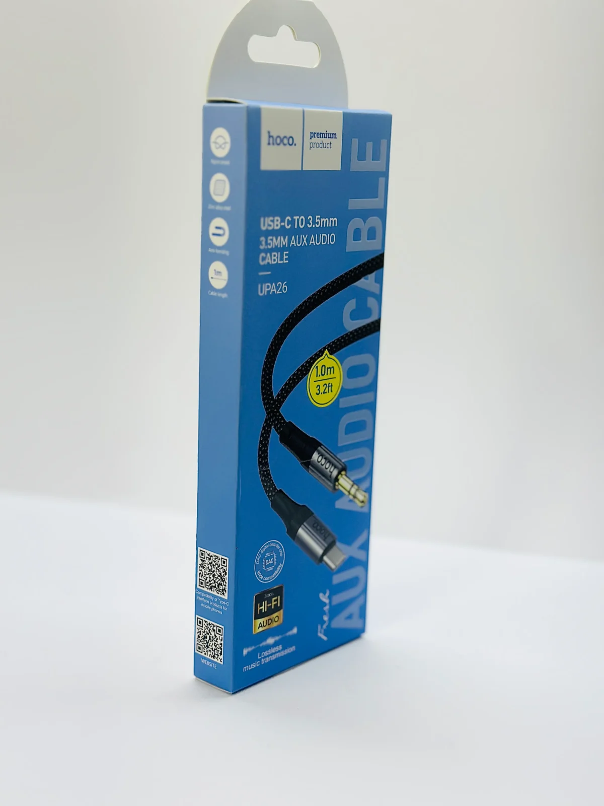 کابل تبدیل USB-C به جک 3.5 میلی‌متری هوکو مدل UPA26 طول 1 متر